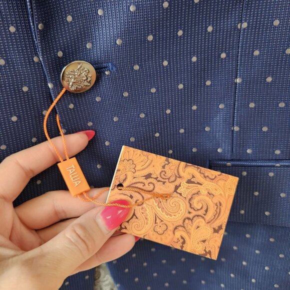 NWT $350 Tallia Blue Blazer Suit Jacket Sport Coat Polka Dot Men's 38 Reg (38R) - Picture 3 of 7